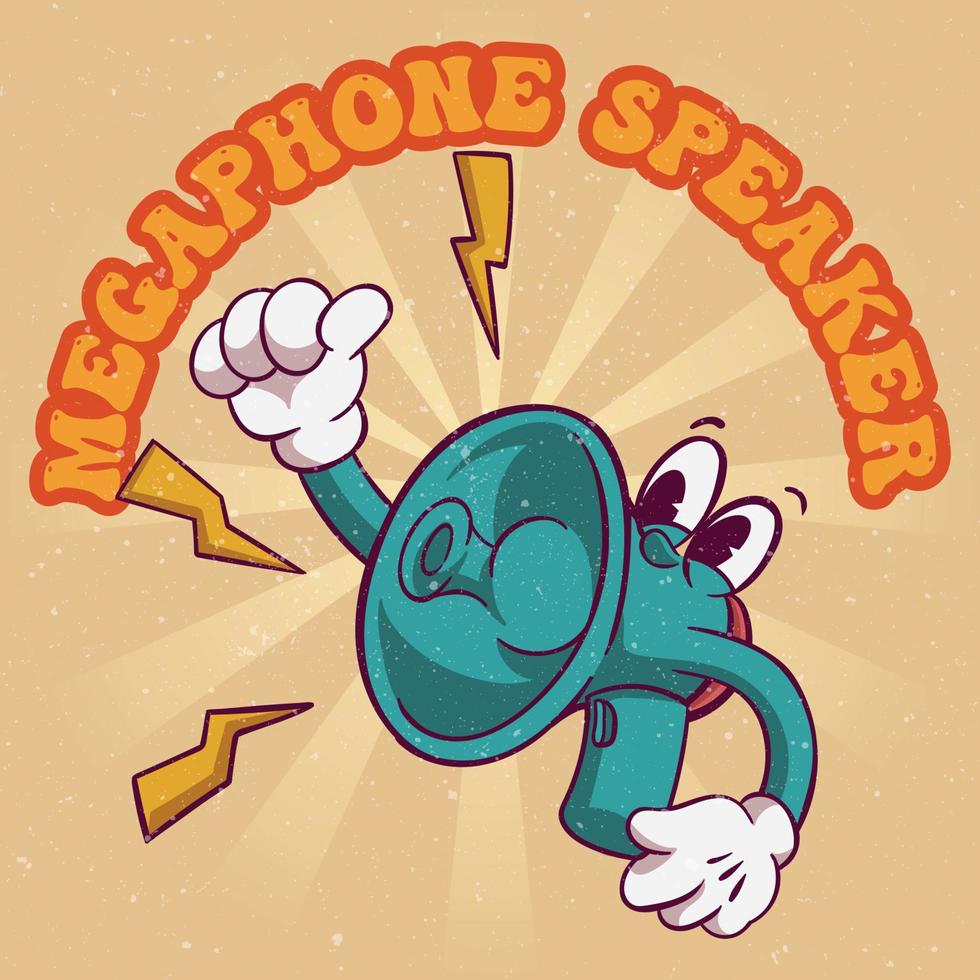 megaphone speakers illustration hand drawn trendy cartoon element retro style vector