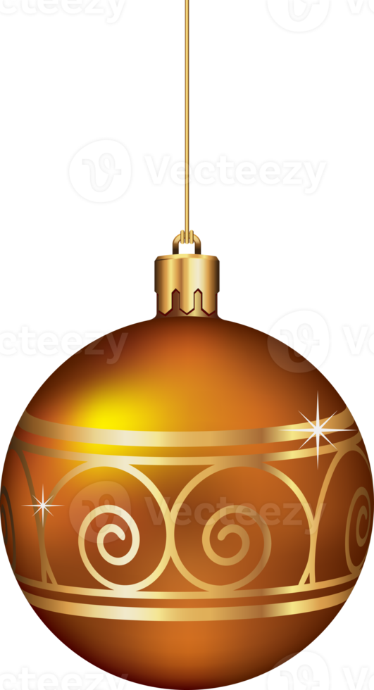 Christmas ball ornaments hanging on gold thread png