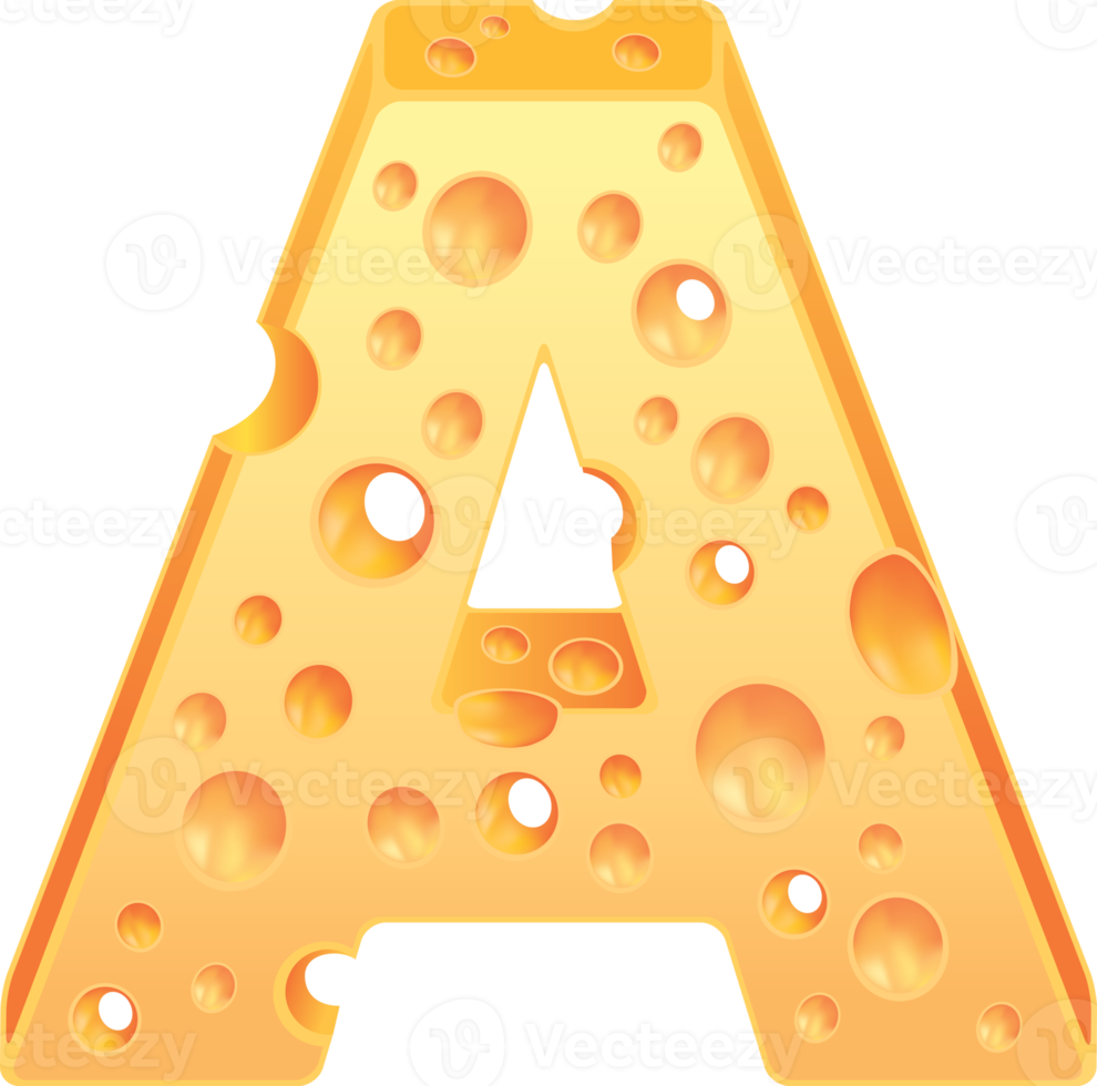 Cheese alphabet set typeface style png