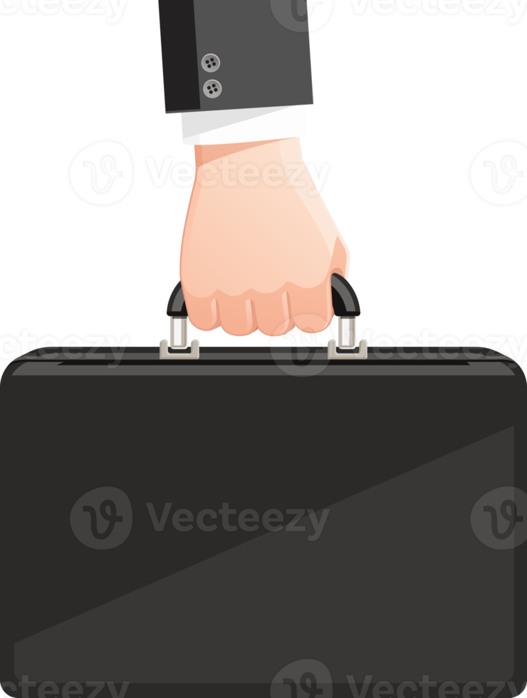 Businesshand holding briefcase png