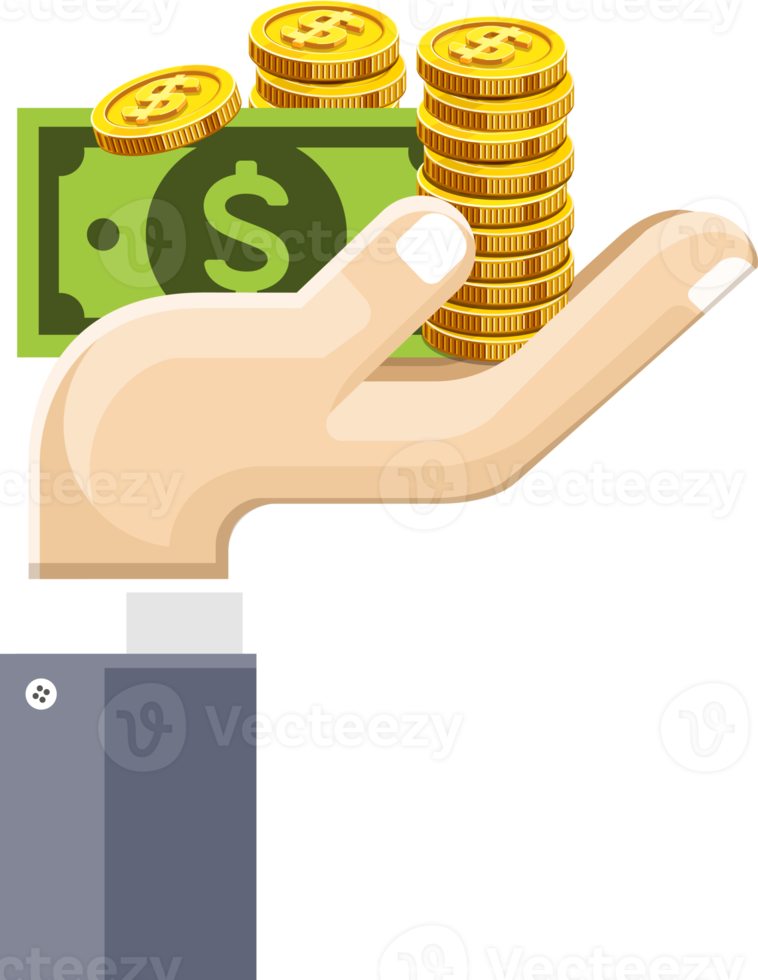 business hand with money png