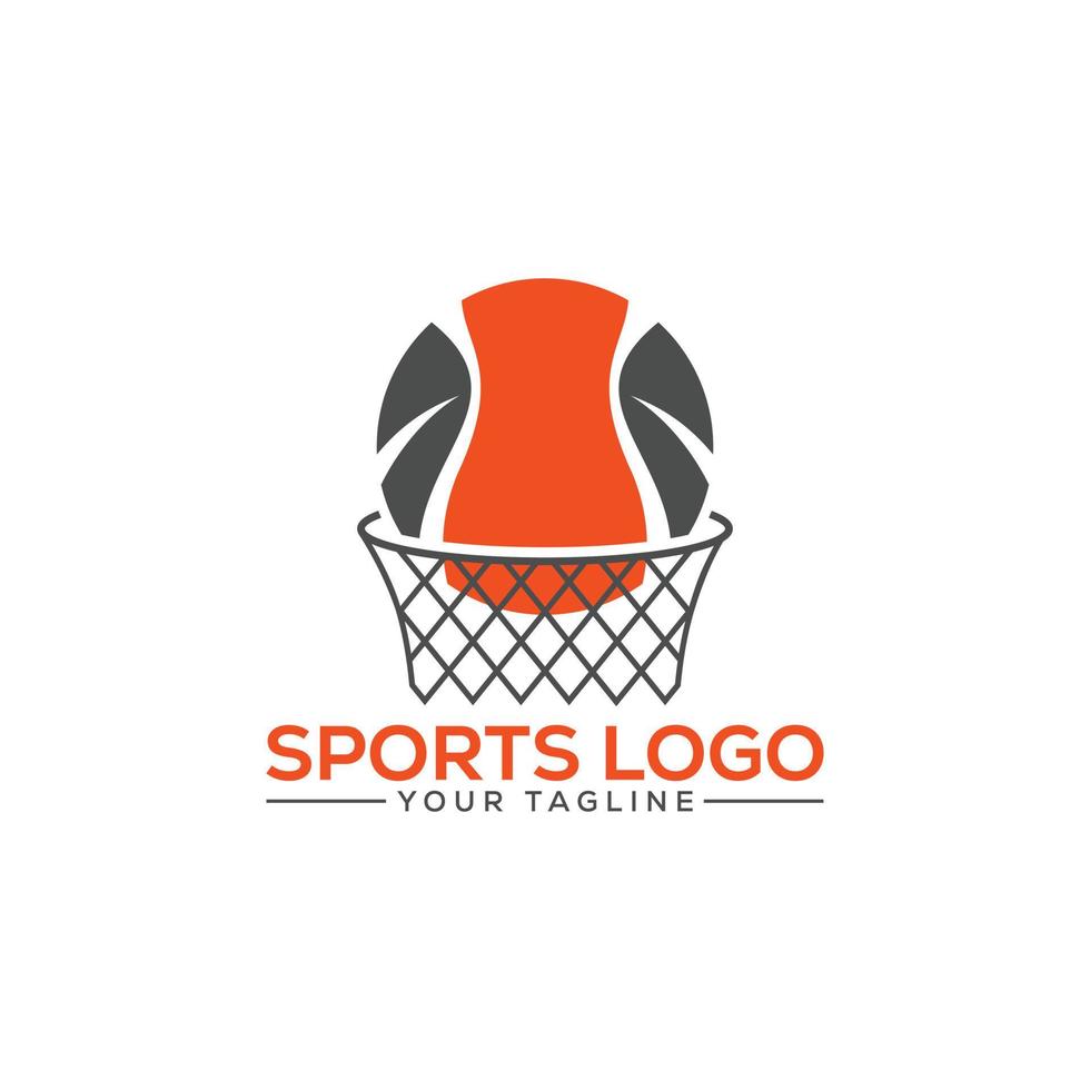 Ilustración de vector de logotipo de baloncesto para deportes