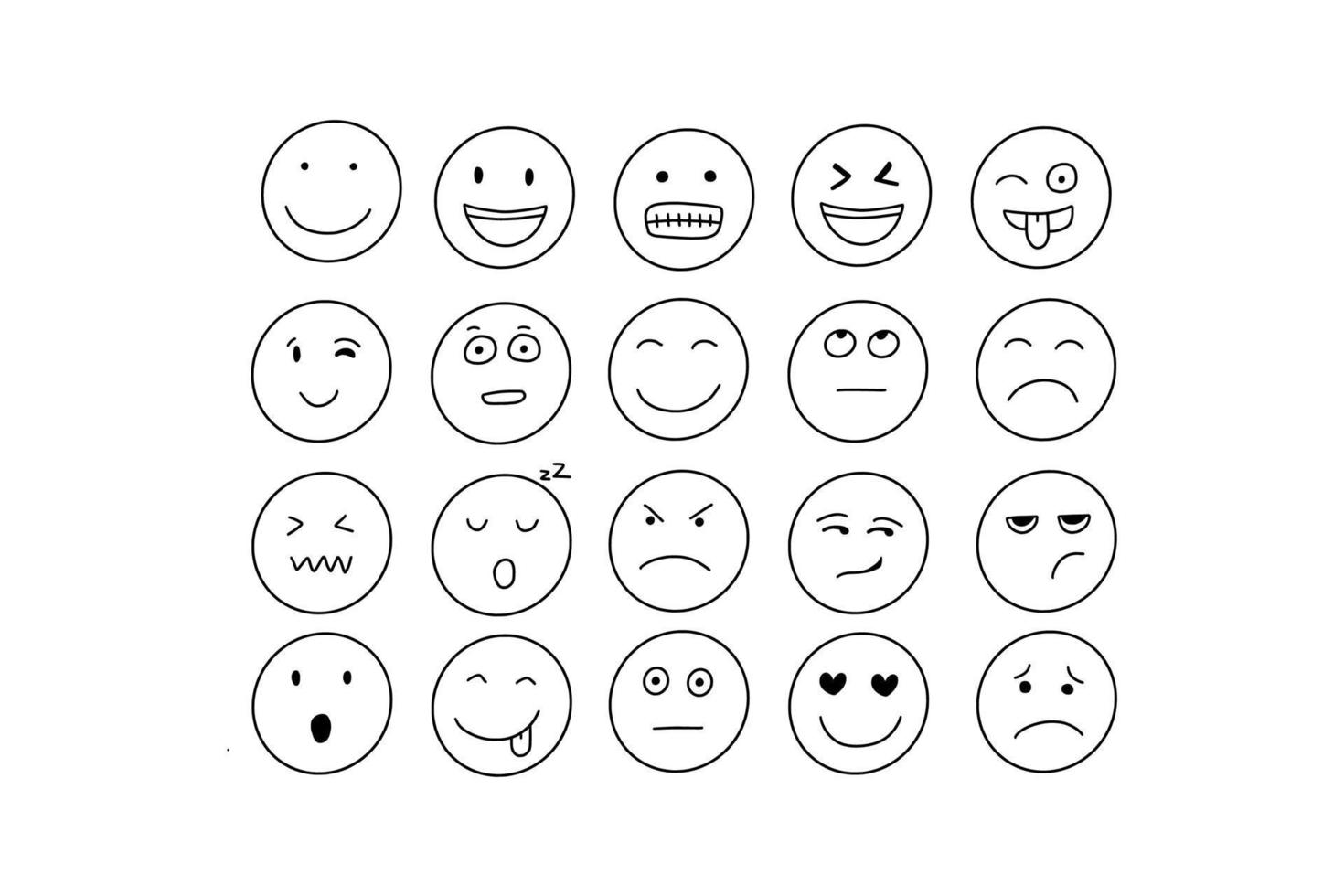 Hand Drawn Emoticon Illustrations. Playful and Expressive Designs for Social Media, Digital Art, and Printing vector