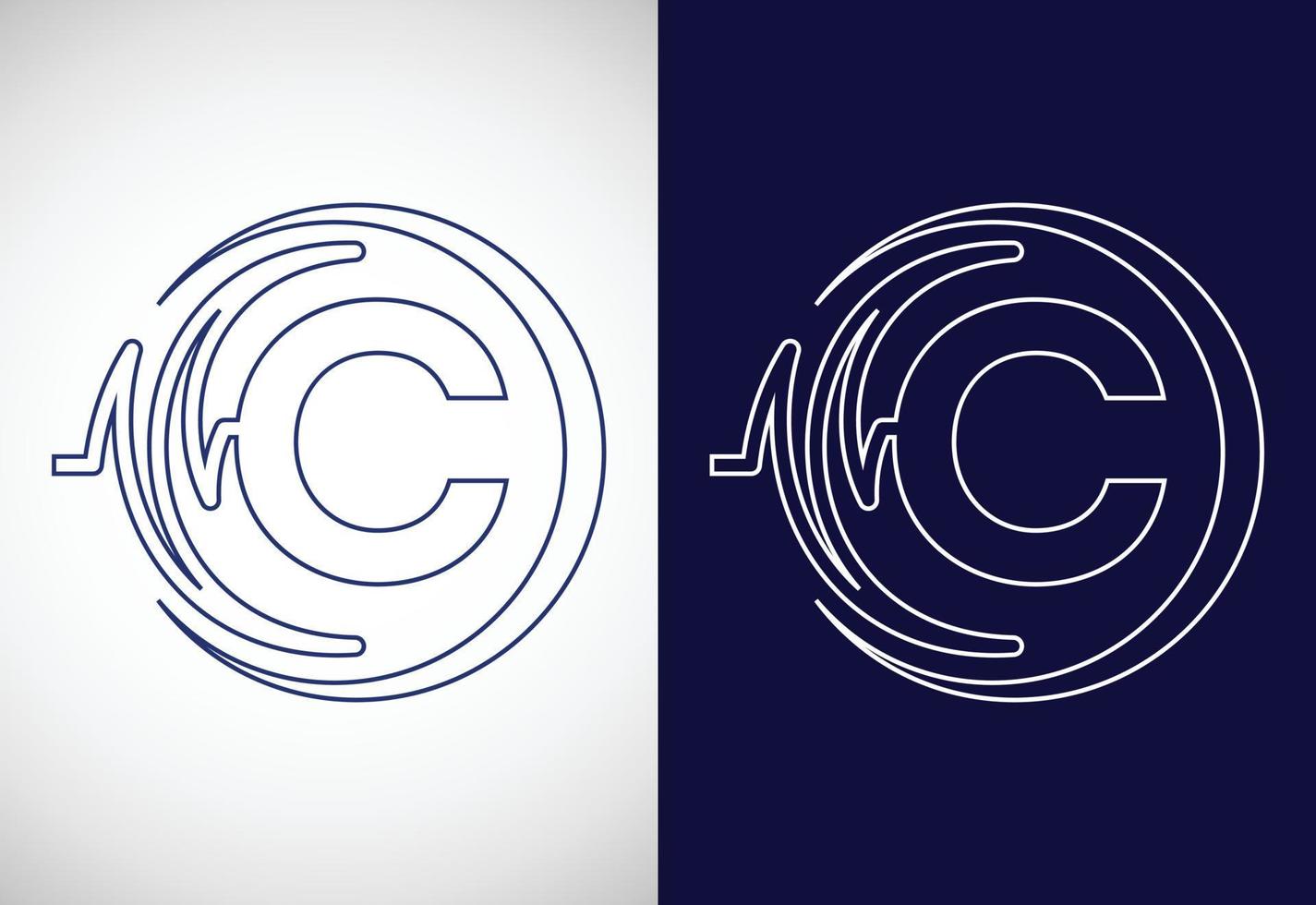 alfabeto c inicial con pulso de salud. diseño de logotipo de latido del corazón de arte lineal. logotipo para negocios médicos o de salud vector