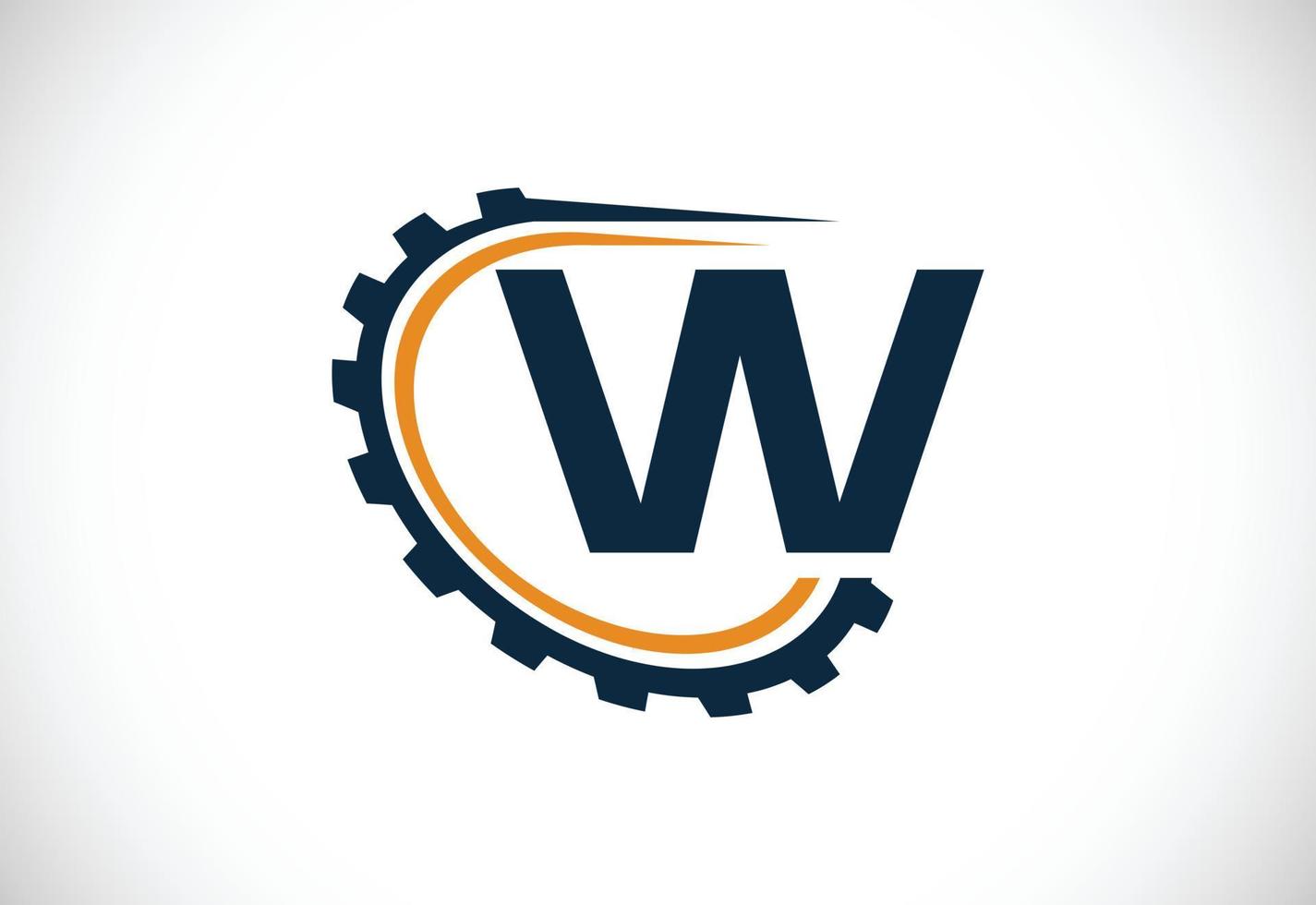 Initial W alphabet with a gear. Gear engineer logo design. Logo for automotive, mechanical, technology, setting, repair business, and company identity vector
