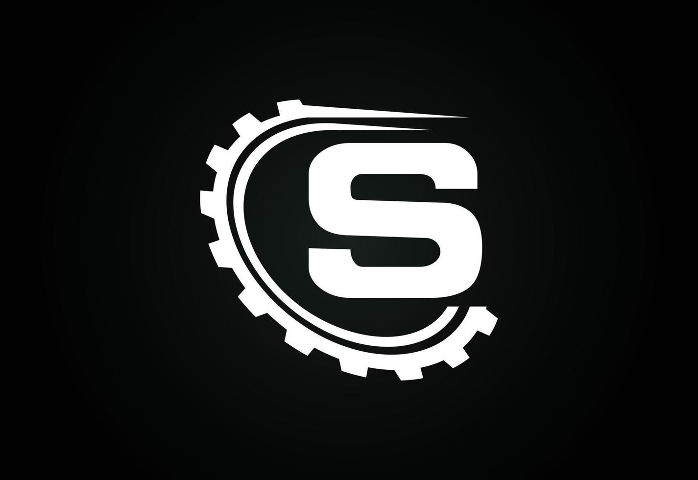 Initial S alphabet with a gear. Gear engineer logo design. Logo for automotive, mechanical, technology, setting, repair business, and company identity vector