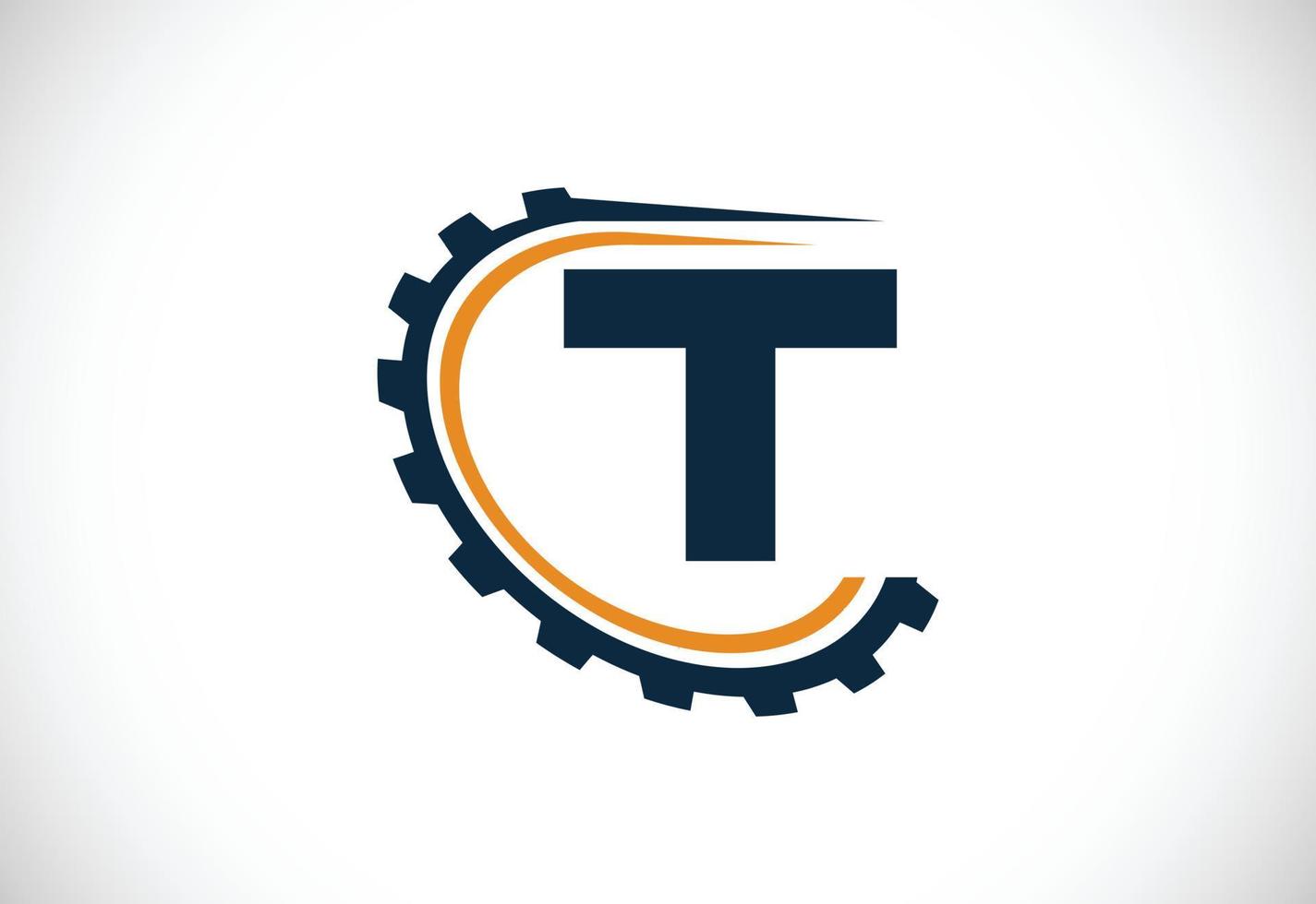 Initial T alphabet with a gear. Gear engineer logo design. Logo for automotive, mechanical, technology, setting, repair business, and company identity vector