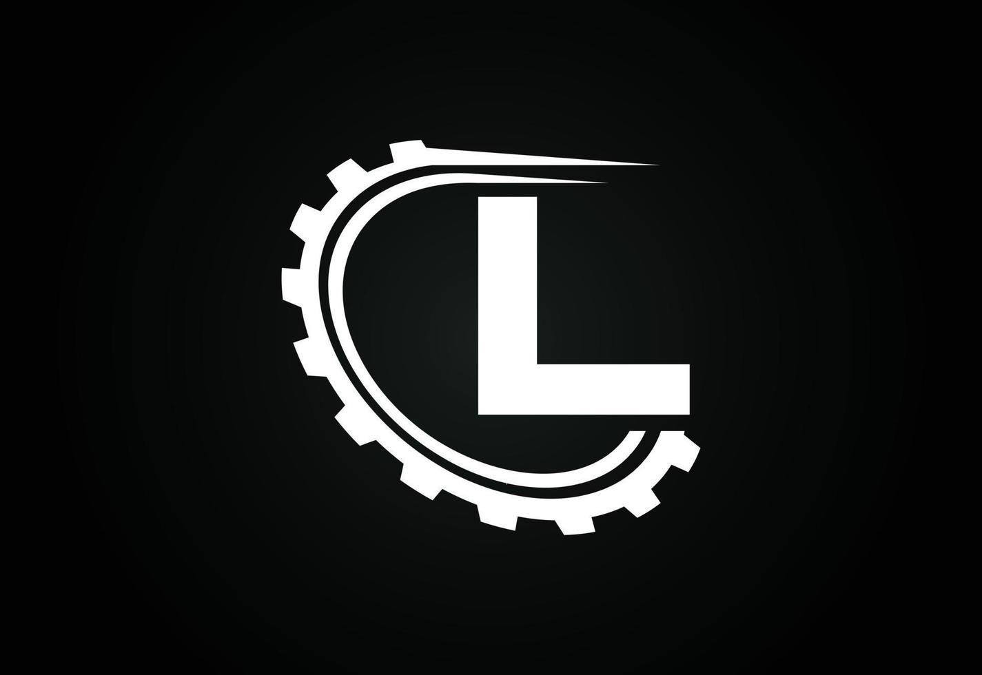Initial L alphabet with a gear. Gear engineer logo design. Logo for automotive, mechanical, technology, setting, repair business, and company identity vector