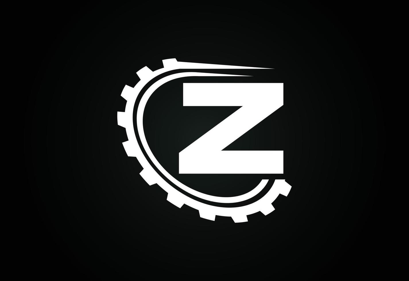 Initial Z alphabet with a gear. Gear engineer logo design. Logo for automotive, mechanical, technology, setting, repair business, and company identity vector