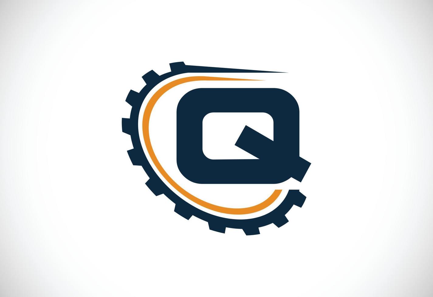Initial Q alphabet with a gear. Gear engineer logo design. Logo for automotive, mechanical, technology, setting, repair business, and company identity vector