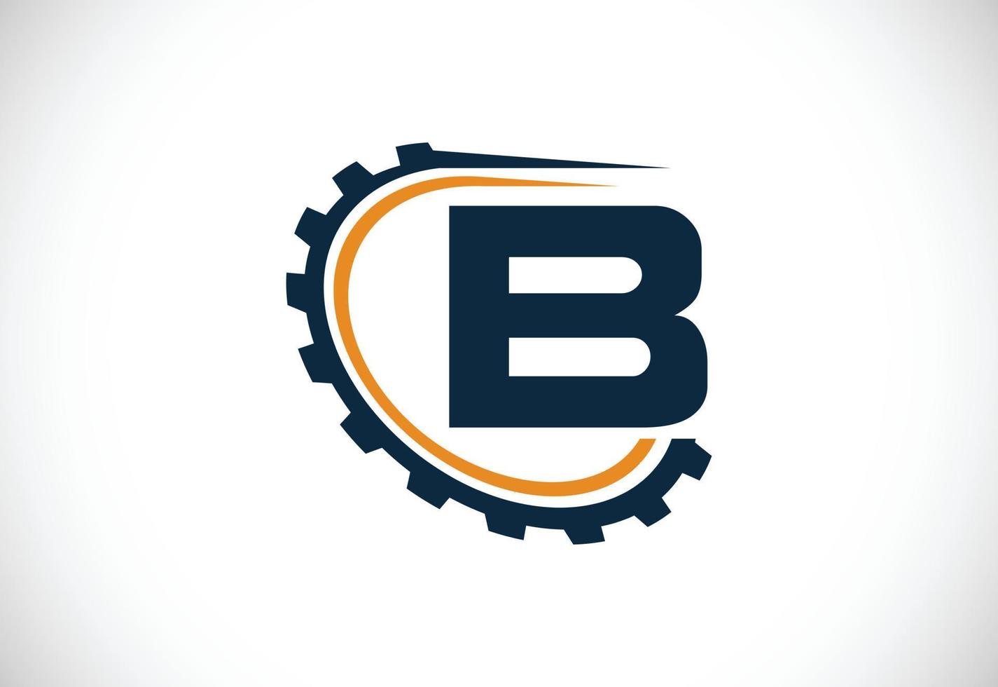 Initial B alphabet with a gear. Gear engineer logo design. Logo for automotive, mechanical, technology, setting, repair business, and company identity vector