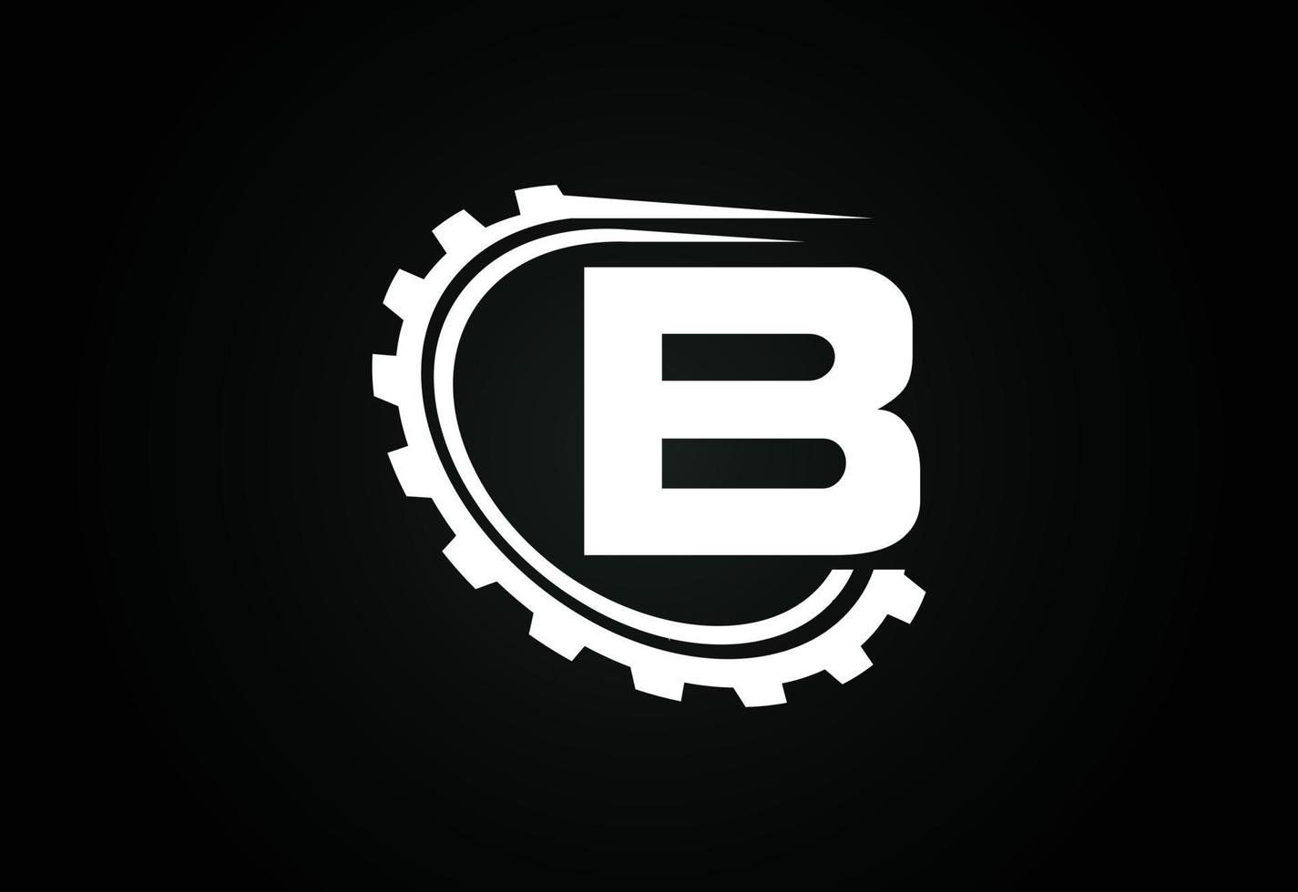 alfabeto b inicial con un engranaje. diseño del logotipo del ingeniero de engranajes. logotipo para automoción, mecánica, tecnología, configuración, negocios de reparación e identidad de la empresa vector