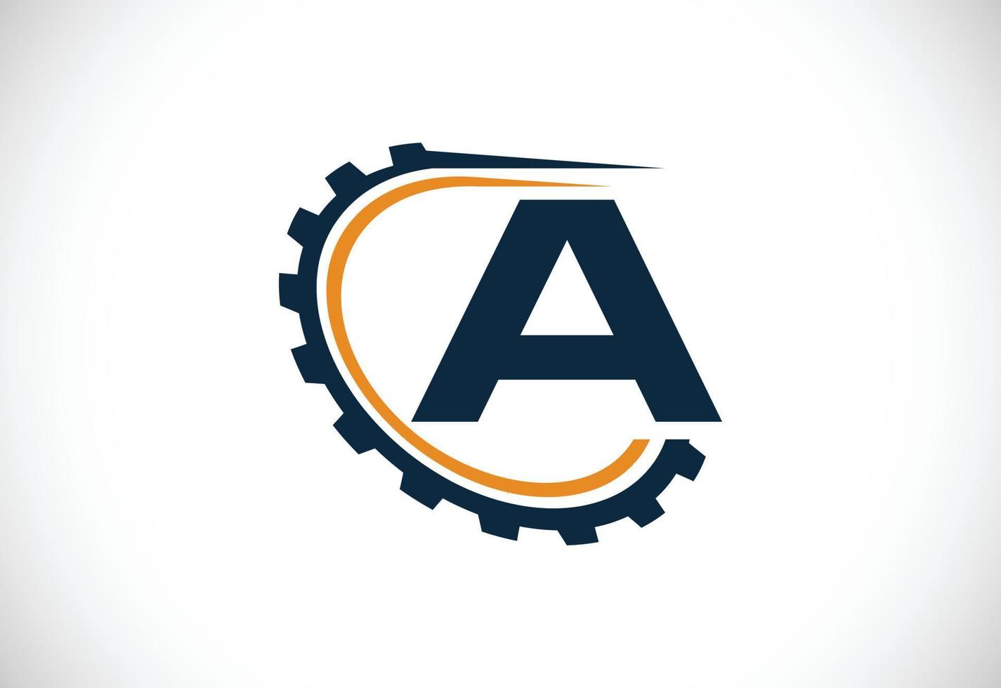 Initial A alphabet with a gear. Gear engineer logo design. Logo for automotive, mechanical, technology, setting, repair business, and company identity vector