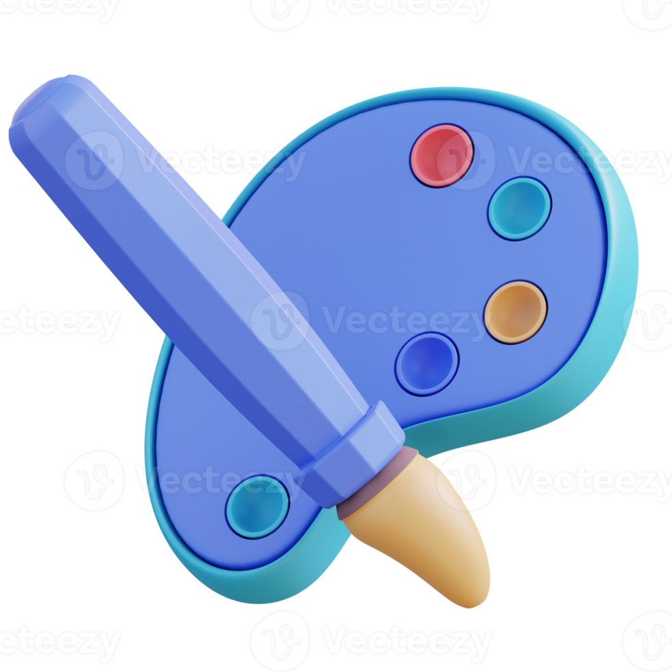 3D illustration color palette of oil paints png