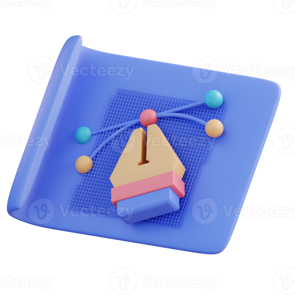 3D illustration art work and pen tool png