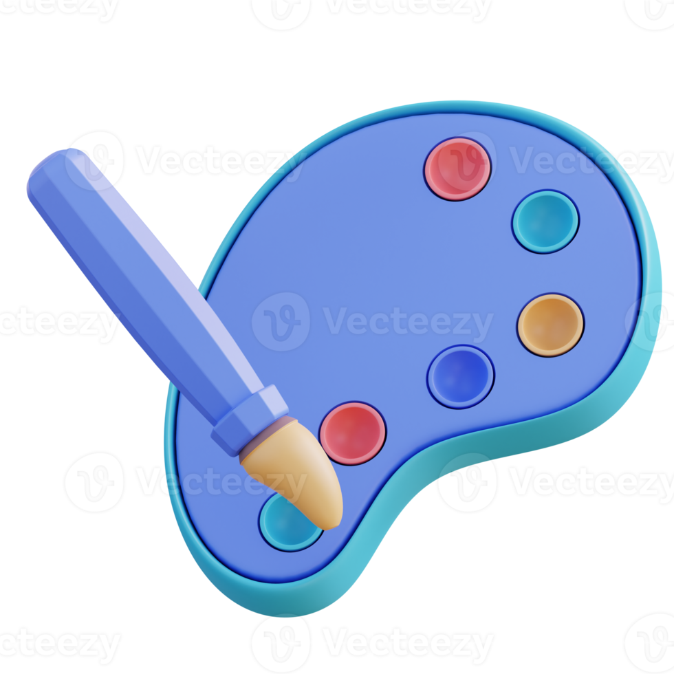 3D illustration color palette of oil paints png