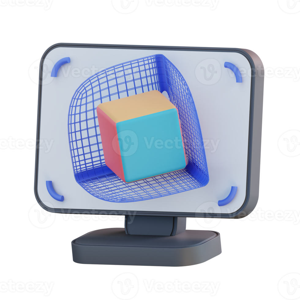 3D illustration computer and 3d modeling png