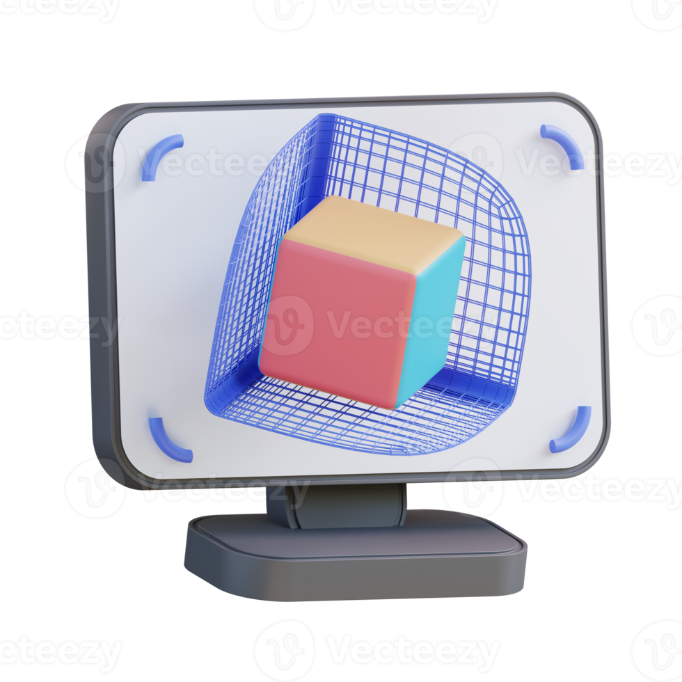 3D illustration computer and 3d modeling png