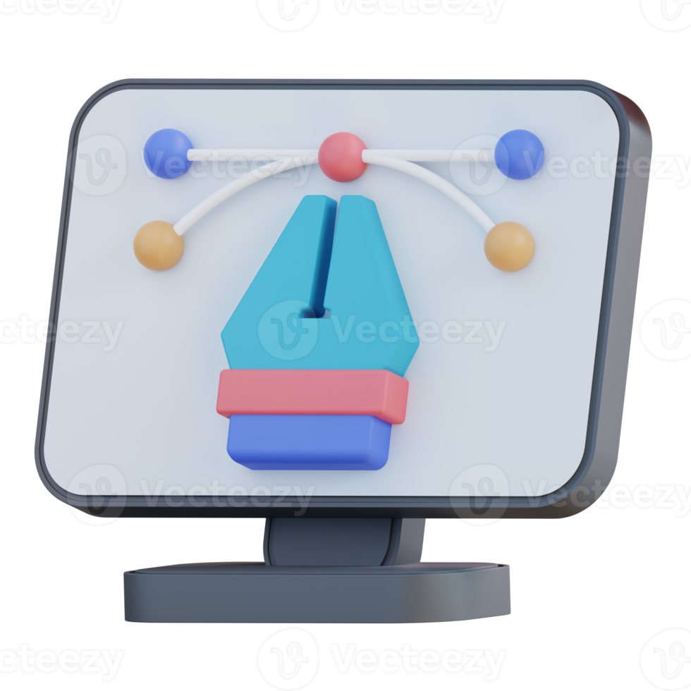 Diseño gráfico de la herramienta de la pluma del ordenador portátil de la ilustración 3d png