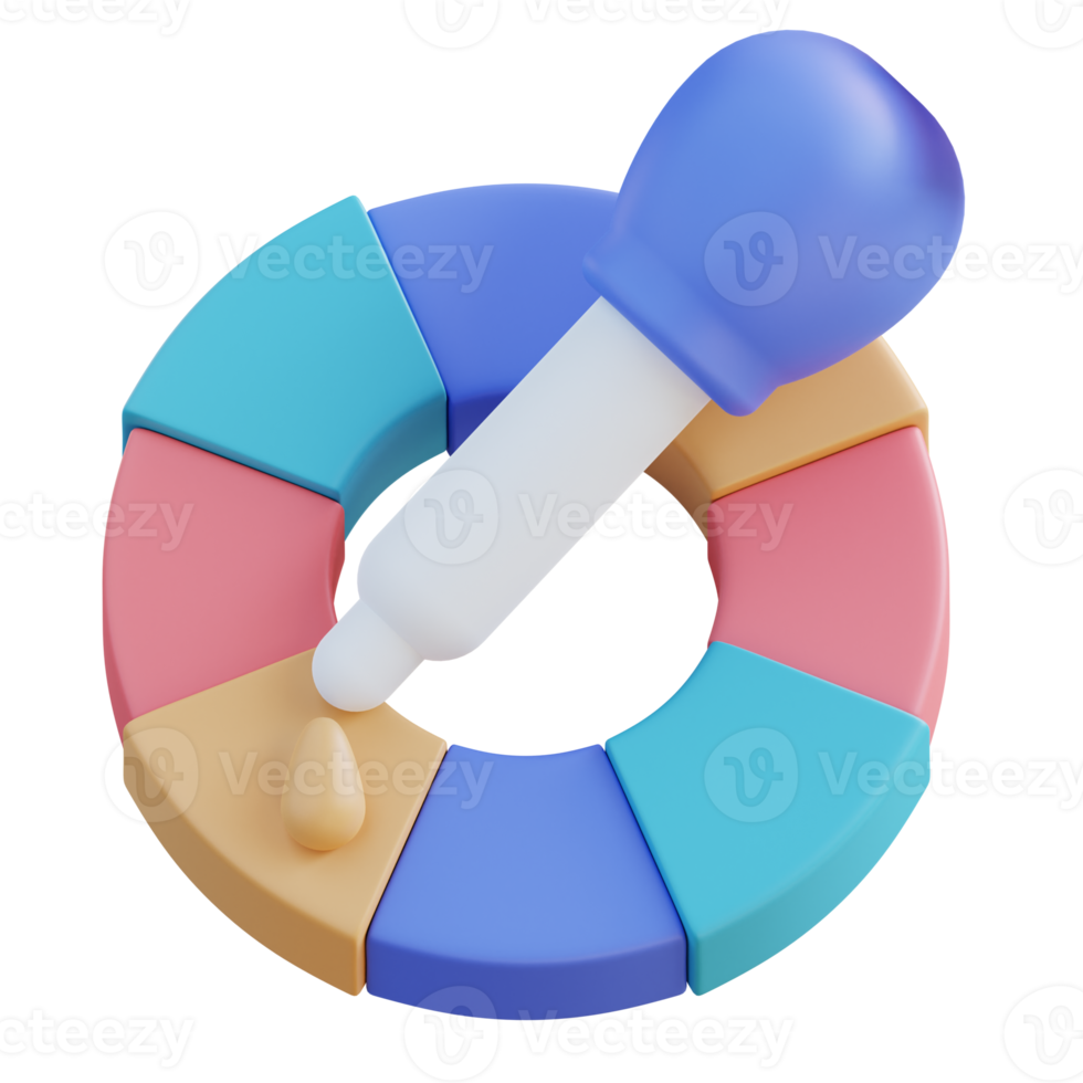 3d illustrazione occhio far cadere e cerchio colore tavolozza png