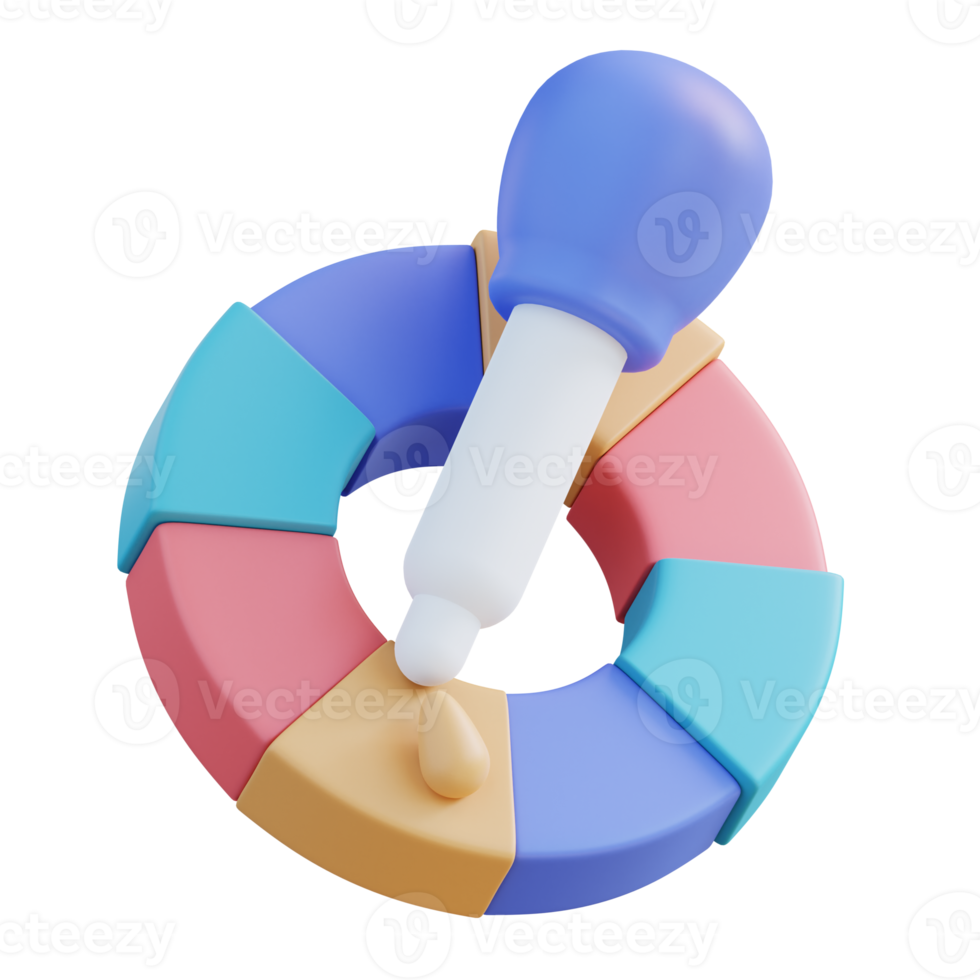 3d illustratie oog laten vallen en cirkel kleur palet png