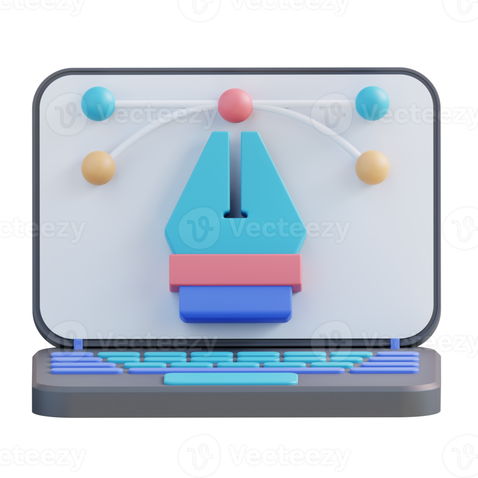 Conception graphique d'outil de stylo d'ordinateur portable d'illustration 3d png