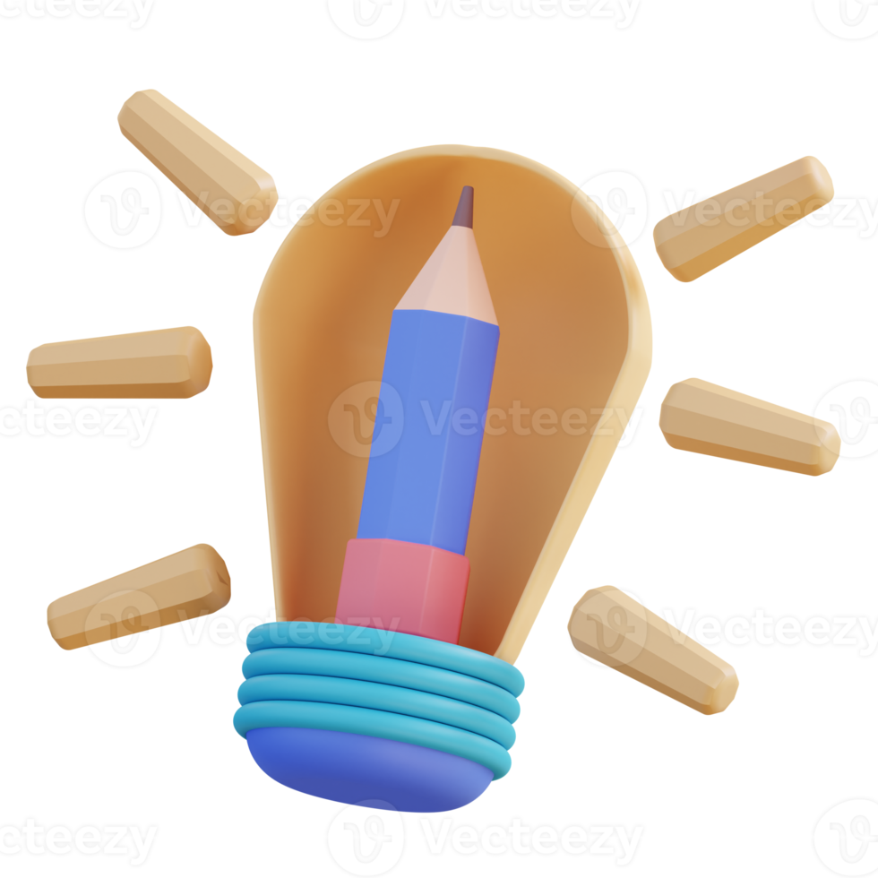 3D illustrator pencil and ideas png