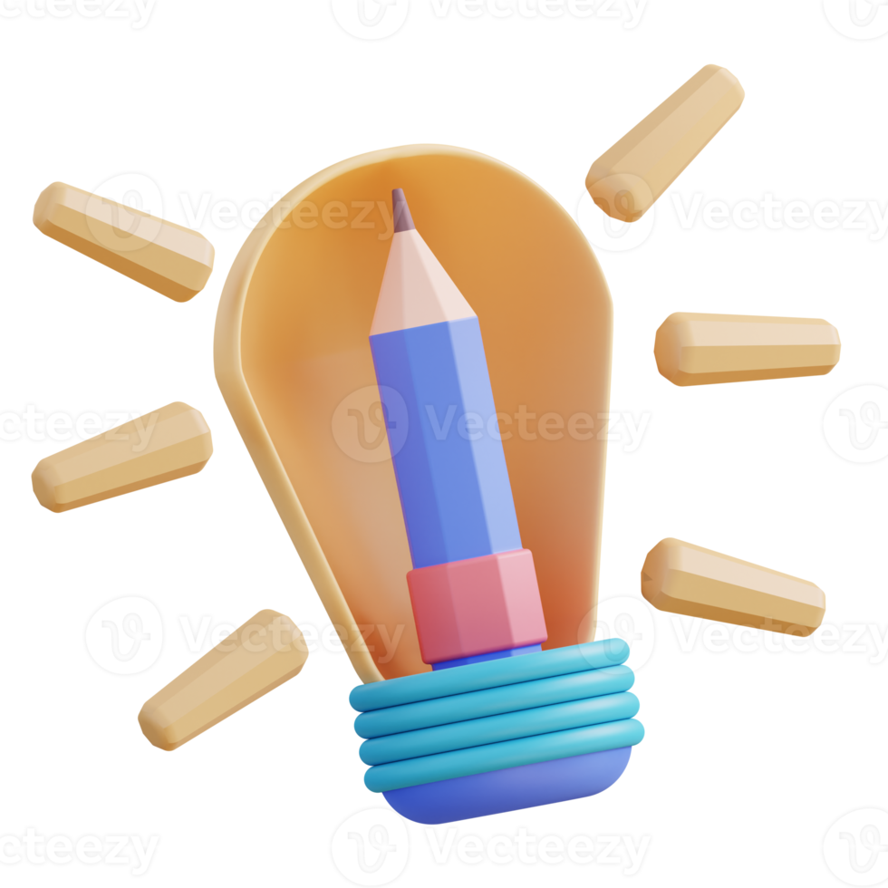 3D illustrator pencil and ideas png