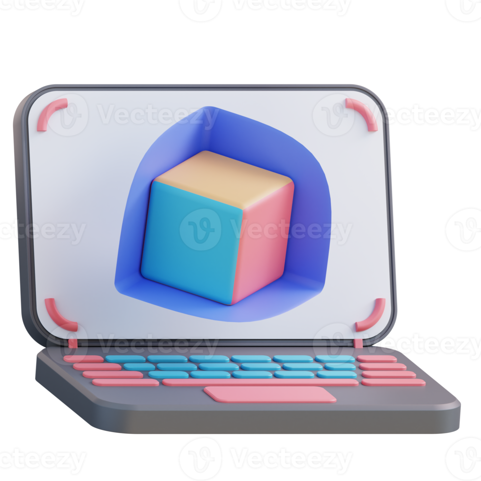 laptop de ilustração 3d e modelagem 3d png