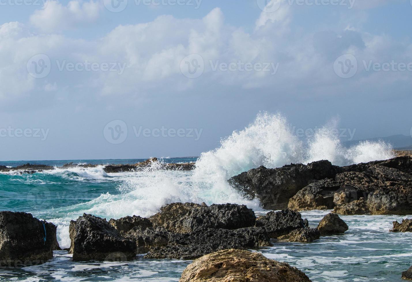 Mediterranean Sea during a storm in Cyprus photo