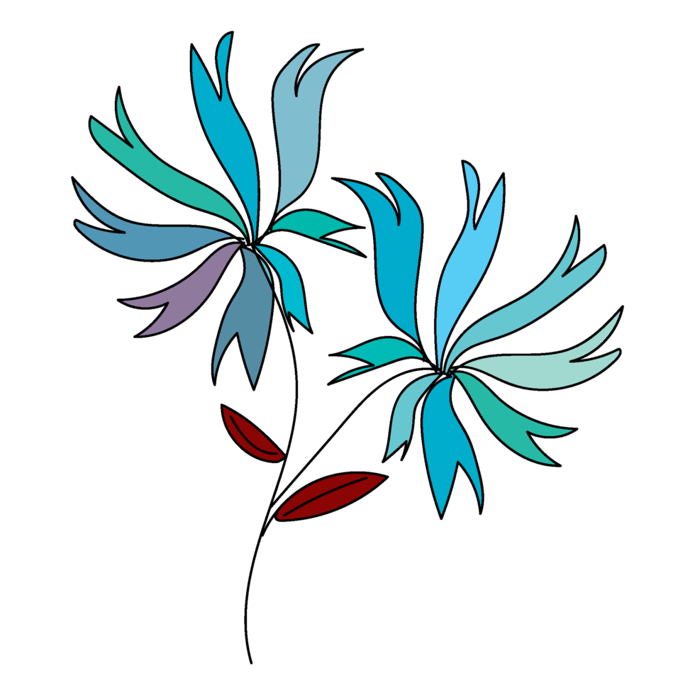 Hand drawn abstract doodle flowers png