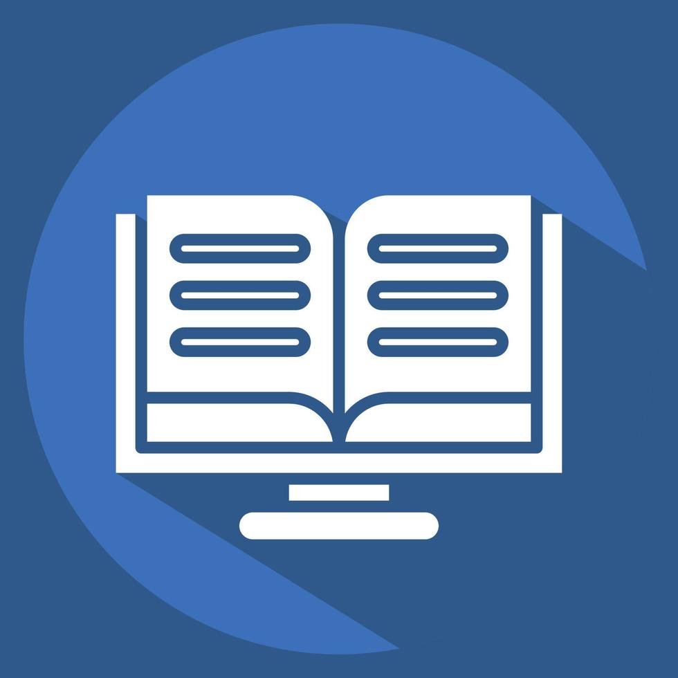 Icon Online Reading. related to Education symbol. long shadow style. simple design editable. simple illustration vector
