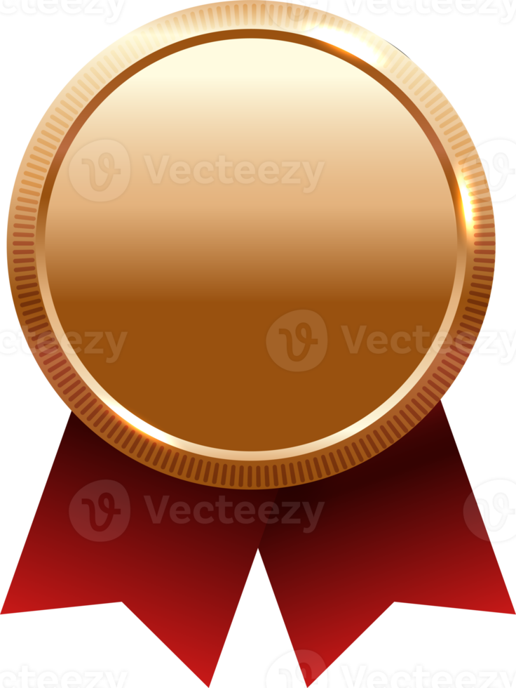Bronze medal with red ribbon .Champion and winner awards Sports medal . png