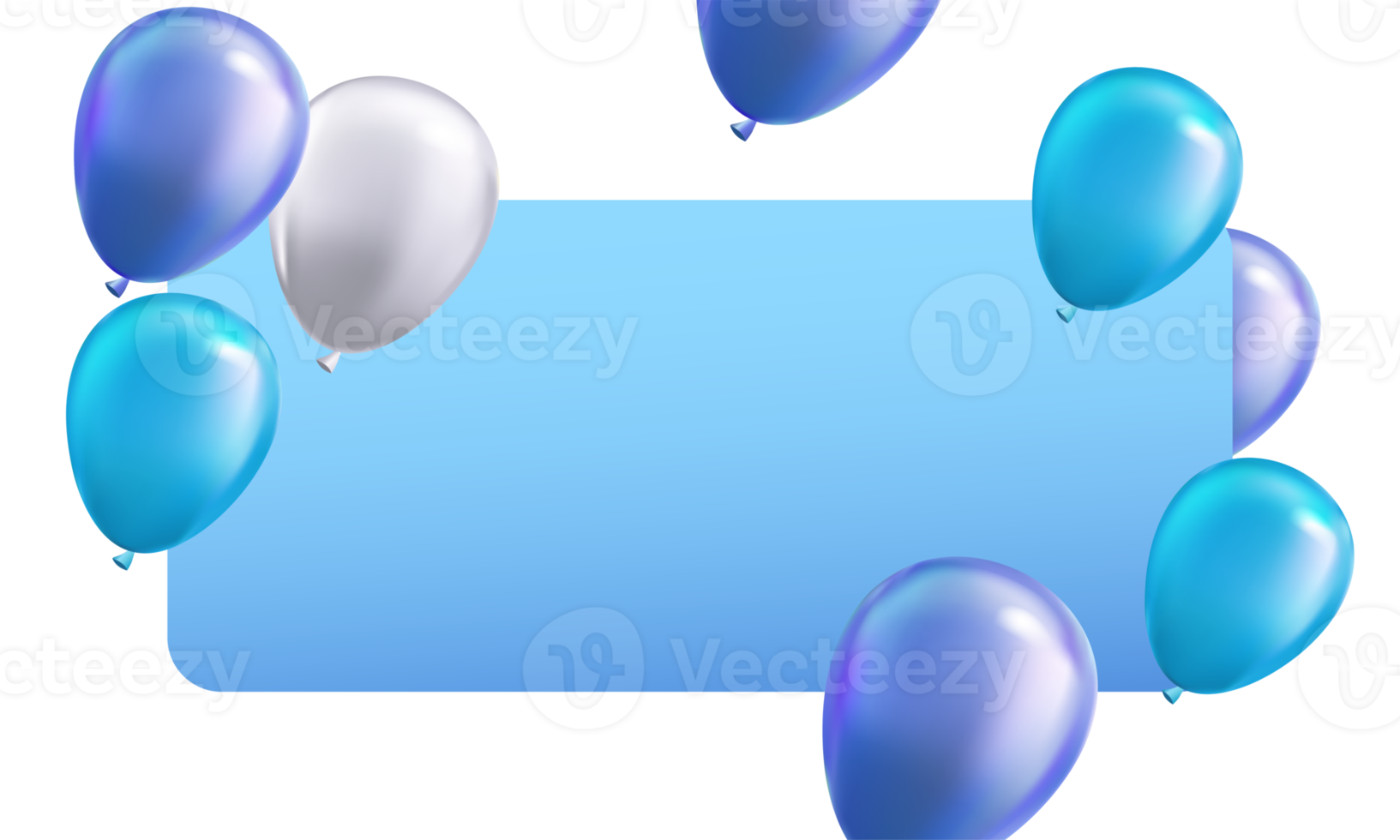 3D realistic party decoration helium balloon with confetti and card png