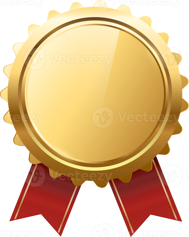 gouden medaille met rood lint .kampioen en winnaar prijzen sport- medaille . png