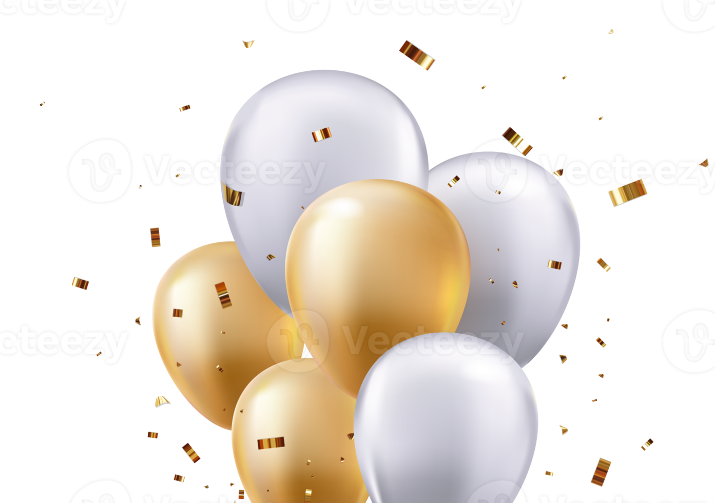 3D realistic party decoration helium balloon with confetti png