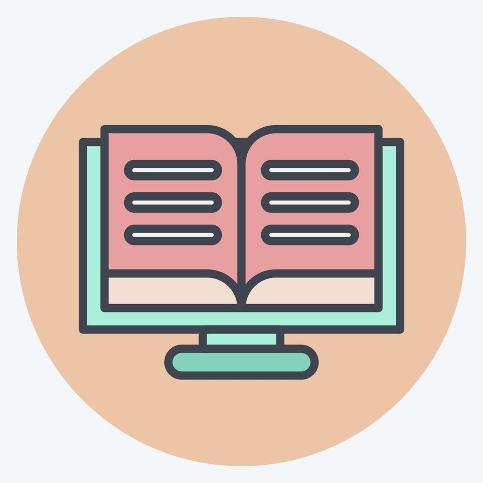 Icon Online Reading. related to Education symbol. color mate style. simple design editable. simple illustration vector
