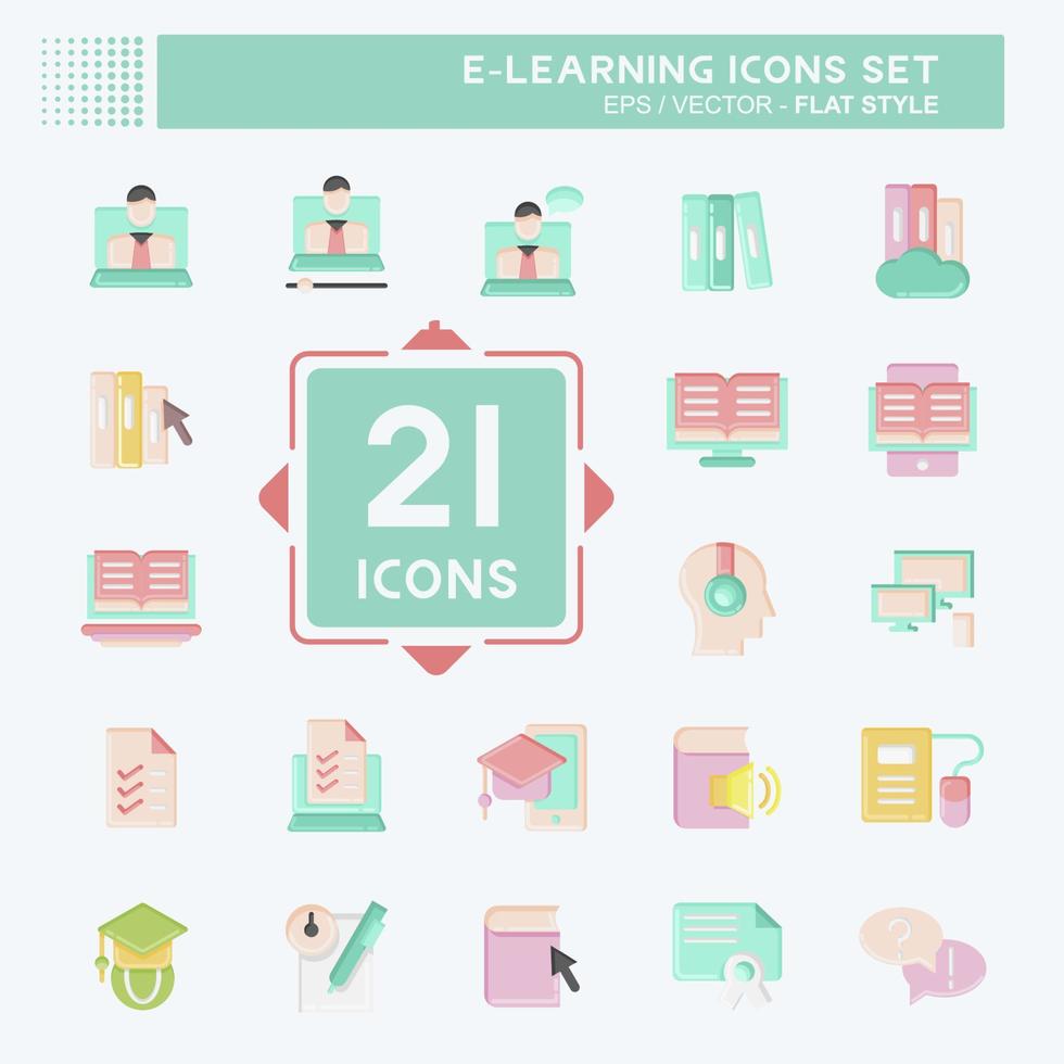 Icon Set E-Learning. related to Education symbol. flat style. simple design editable. simple illustration vector