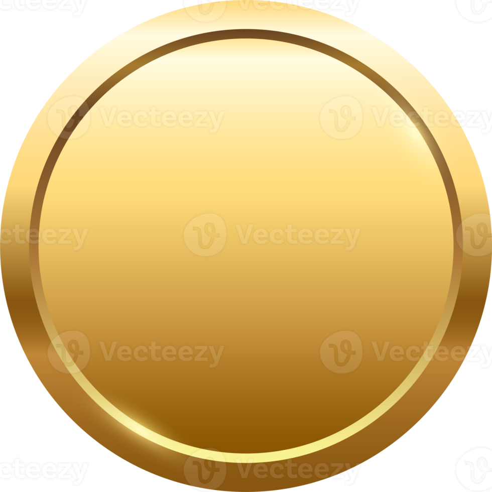 3d golden button for empty emblem, medal or badge png