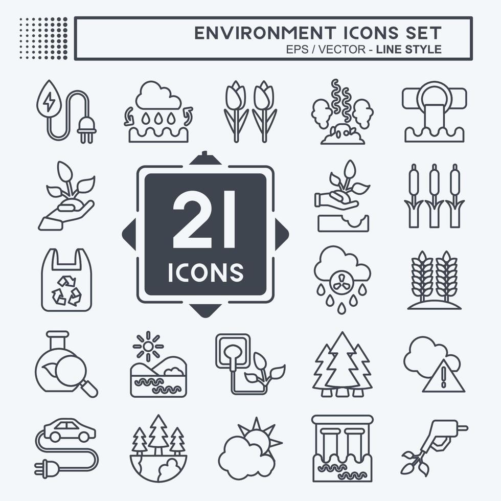 Icon Set Environment. related to Environment symbol. line style. simple illustration. conservation. earth. clean vector