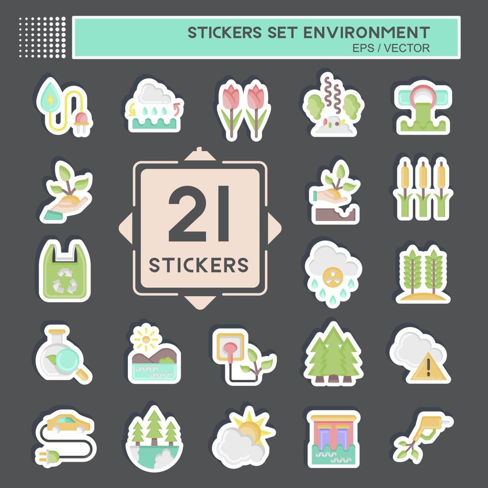 Sticker Set Environment. related to Environment symbol. simple illustration. conservation. earth. clean vector