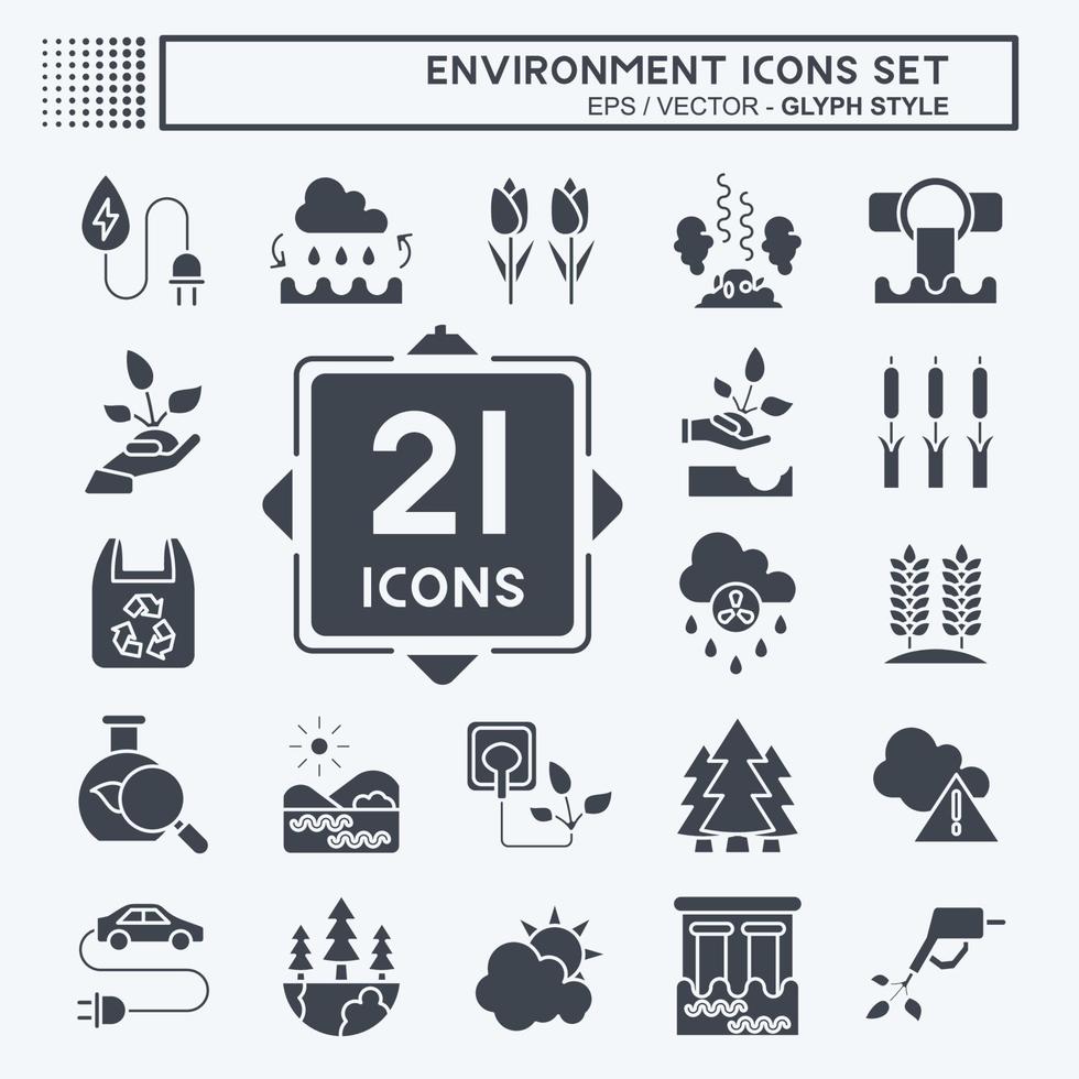 Icon Set Environment. related to Environment symbol. glyph style. simple illustration. conservation. earth. clean vector