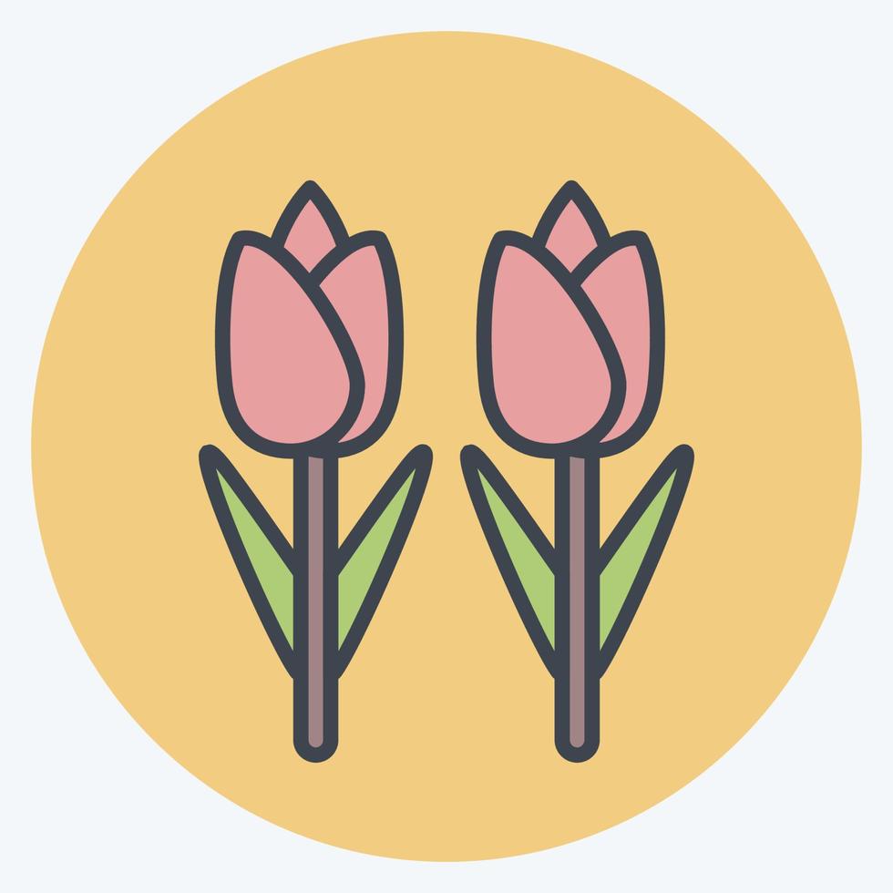 Icon Tulips. related to Environment symbol. color mate style. simple illustration. conservation. earth. clean vector