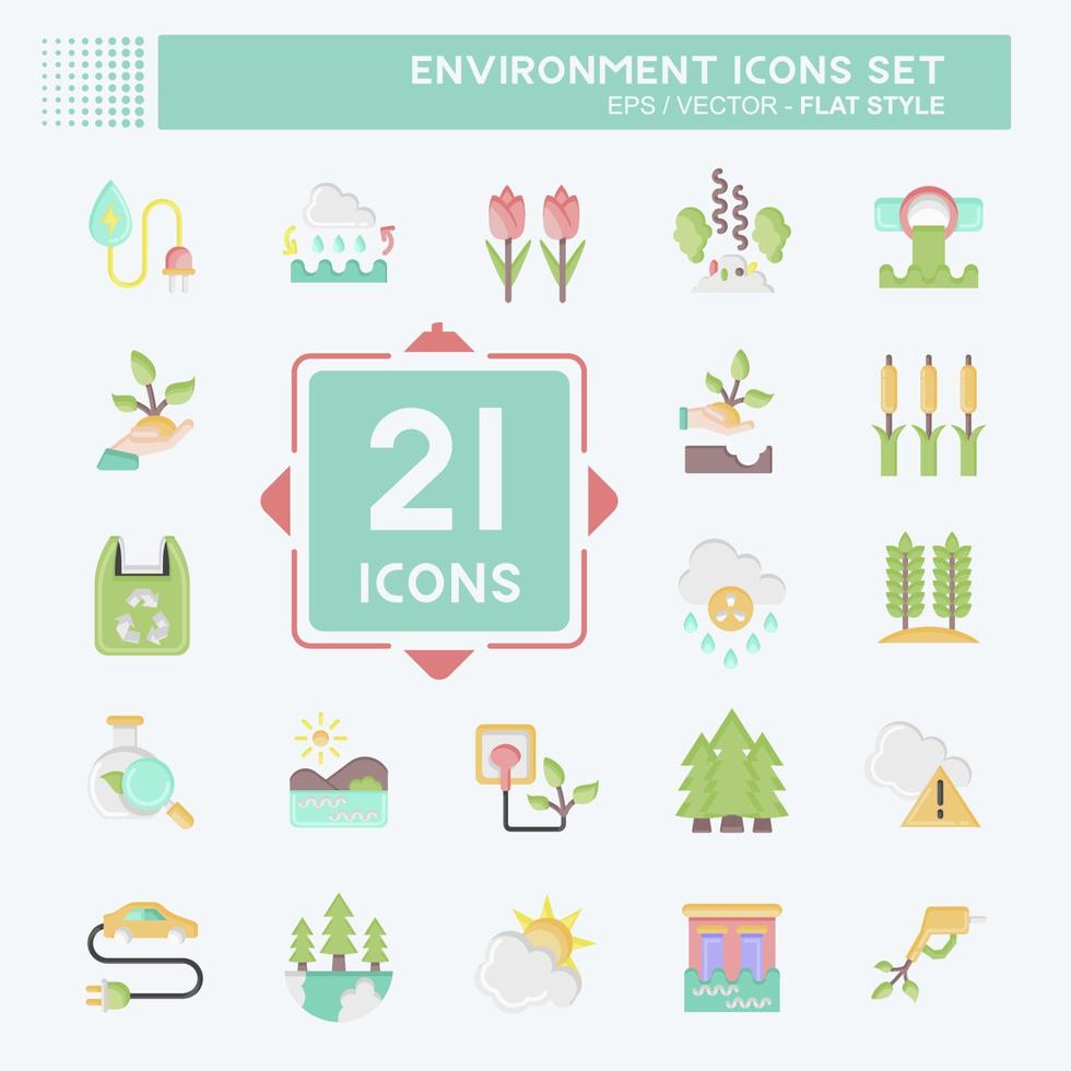 Icon Set Environment. related to Environment symbol. flat style. simple illustration. conservation. earth. clean vector