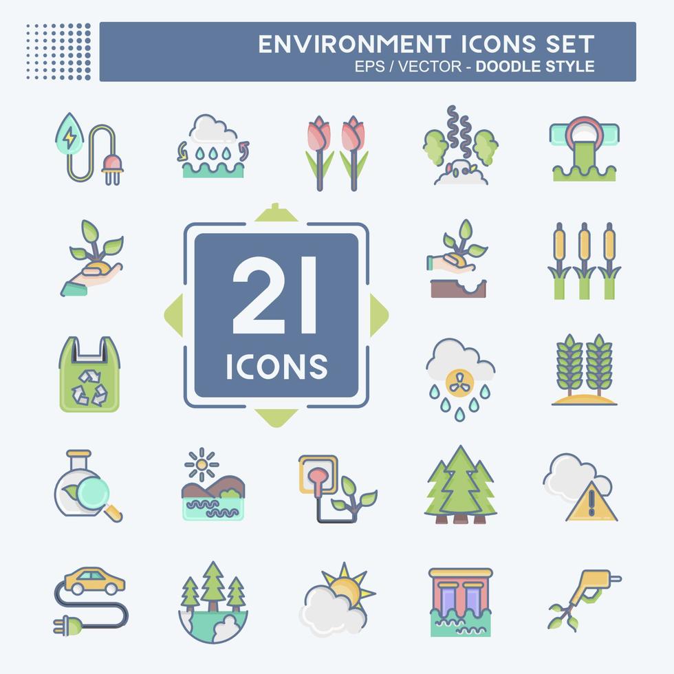 Icon Set Environment. related to Environment symbol. doodle style. simple illustration. conservation. earth. clean vector