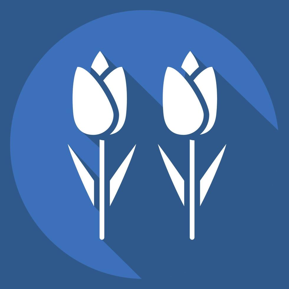 Icon Tulips. related to Environment symbol. long shadow style. simple illustration. conservation. earth. clean vector