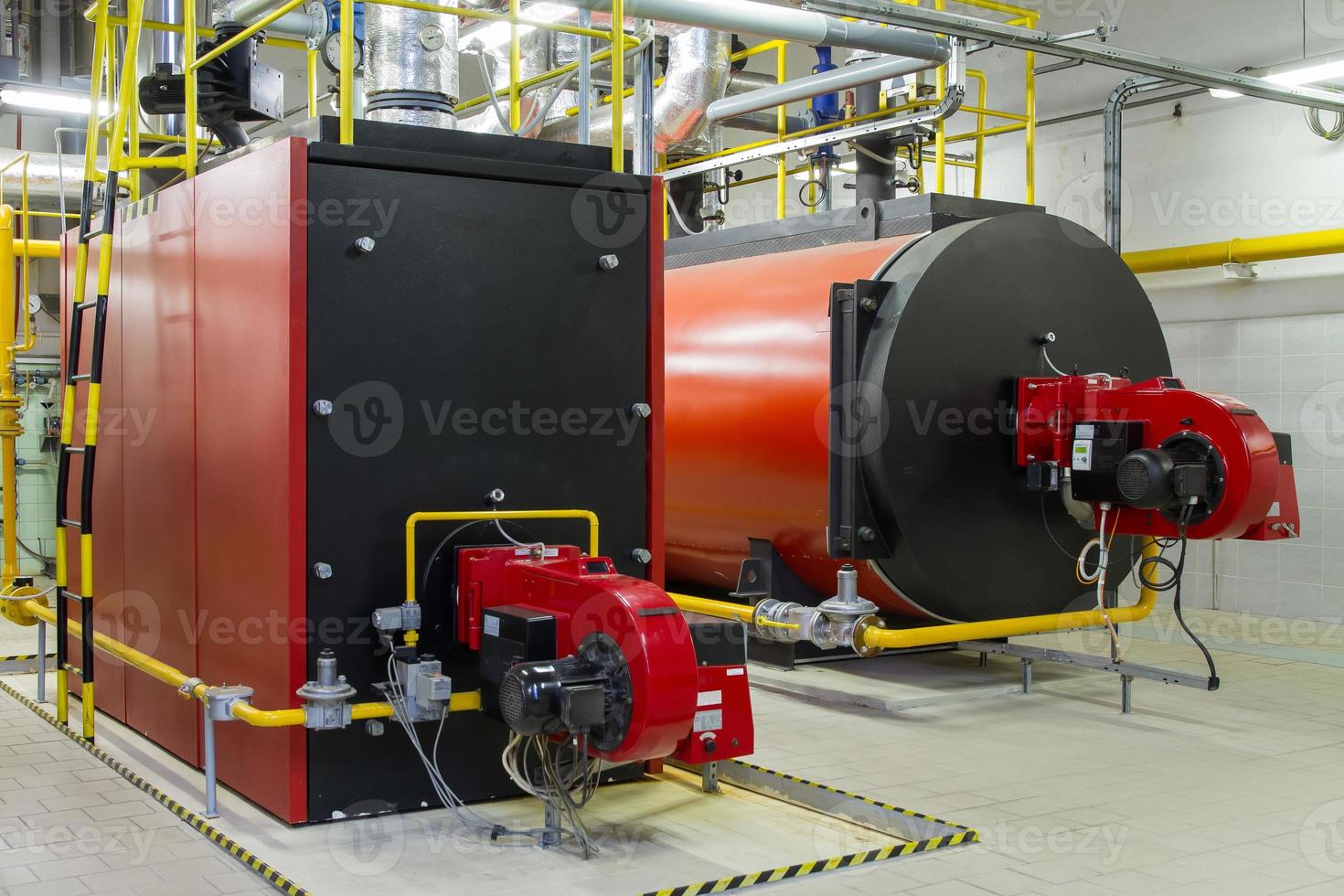 Gas boilers in gas boiler room photo