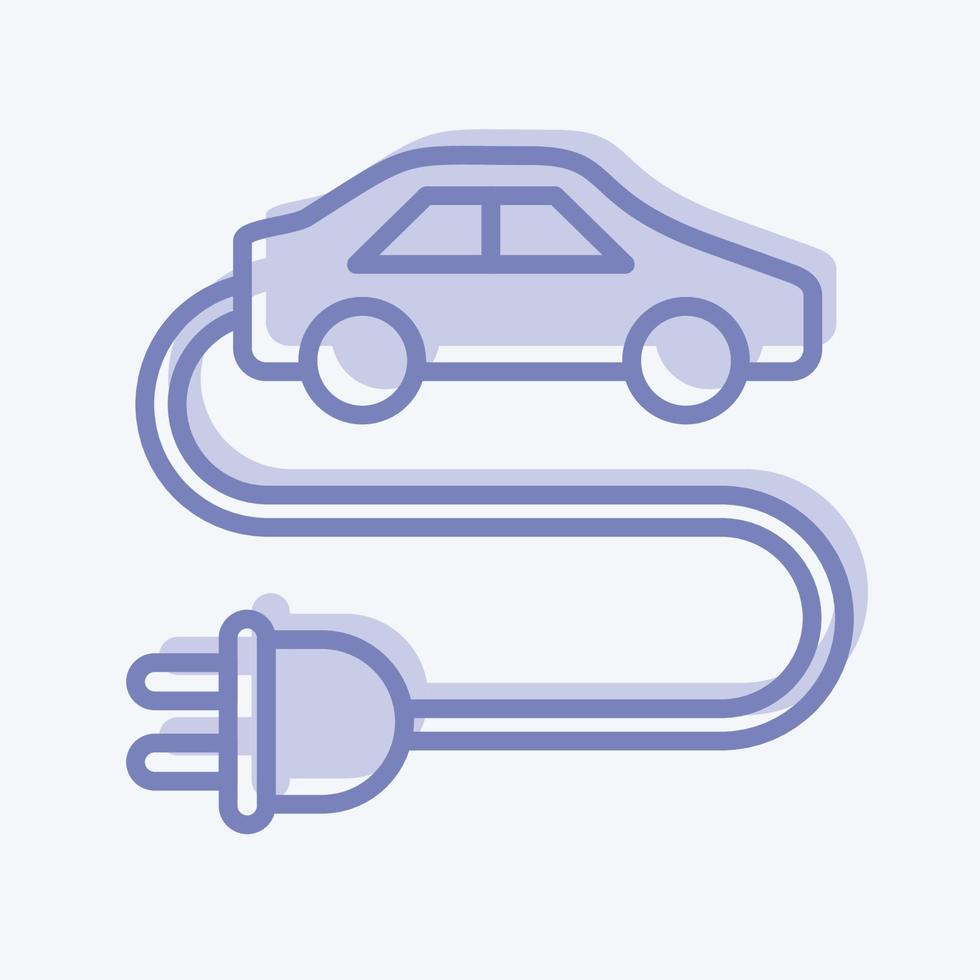 icono de coche eléctrico. relacionado con el símbolo del medio ambiente. estilo de dos tonos. ilustración sencilla. conservación. tierra. limpio vector