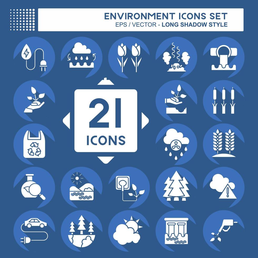 Icon Set Environment. related to Environment symbol. long shadow style. simple illustration. conservation. earth. clean vector