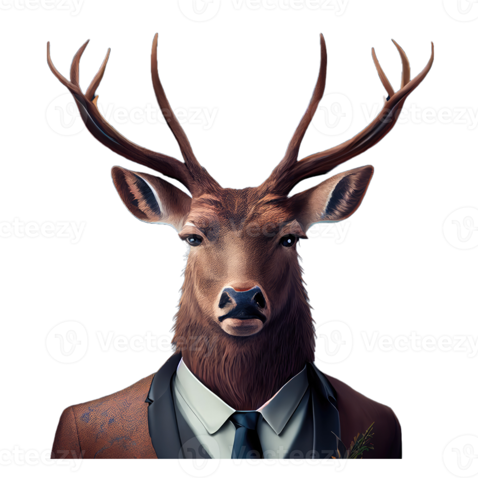 Portrait of a deer dressed in a formal business suit png